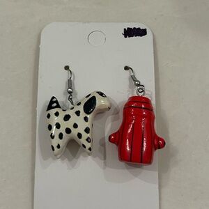 Vintage Handmade Dalmatian and Fire Hydrant Earrings